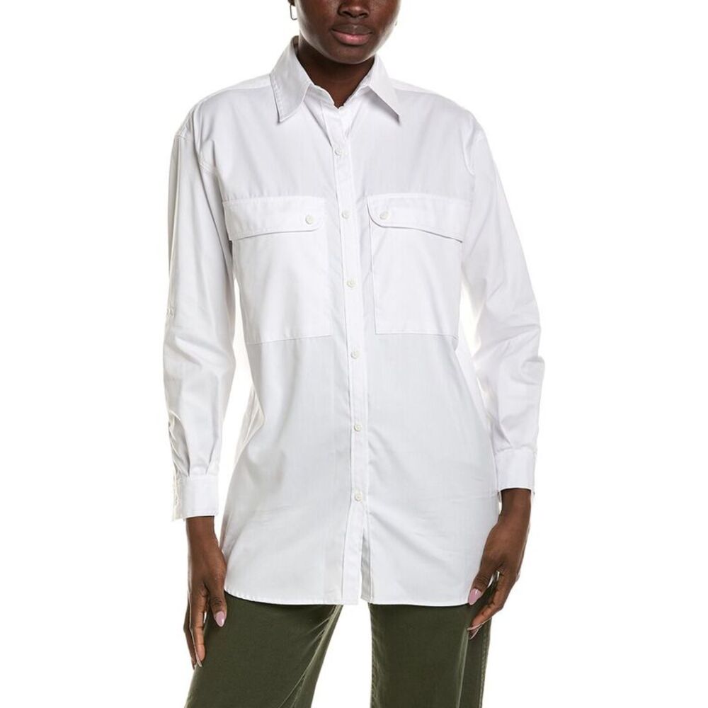 Emerson Fry Womens  Oversize Pocket Shirt, White